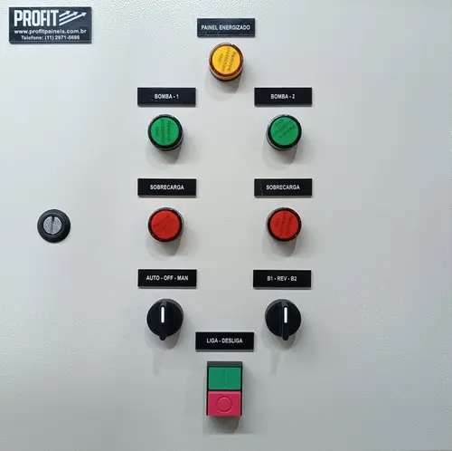 Painel de Comutação Automática Profit para 2 Motores de 4 CV, 220 V Trifásico, com Partida Direta, Extravasão e Proteção de 10–15 A